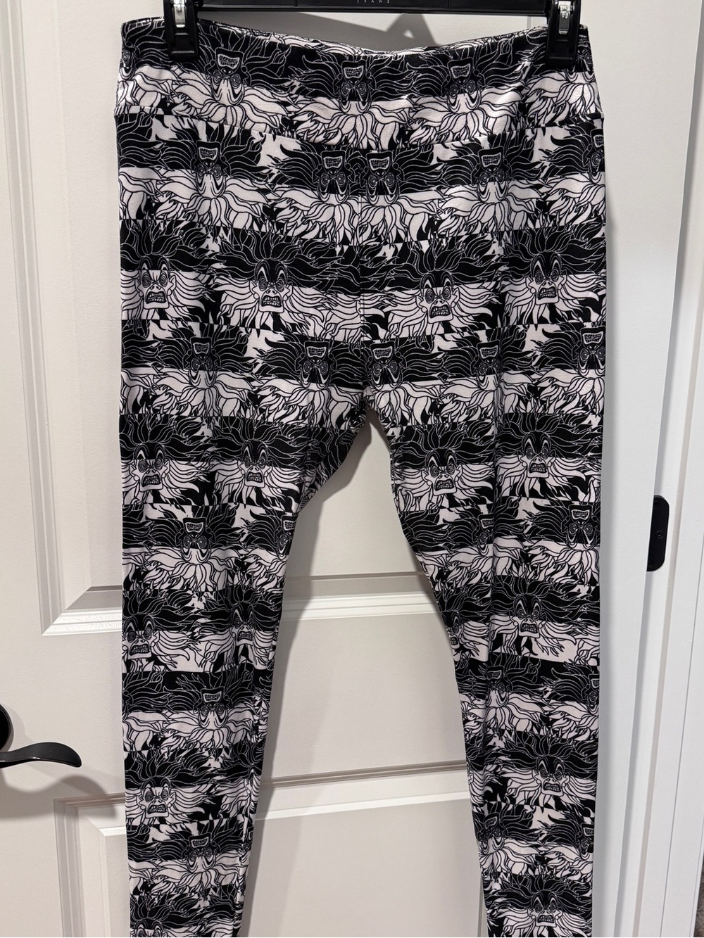 LuLaRoe Disney Cruella Black and White Stripe Leggings